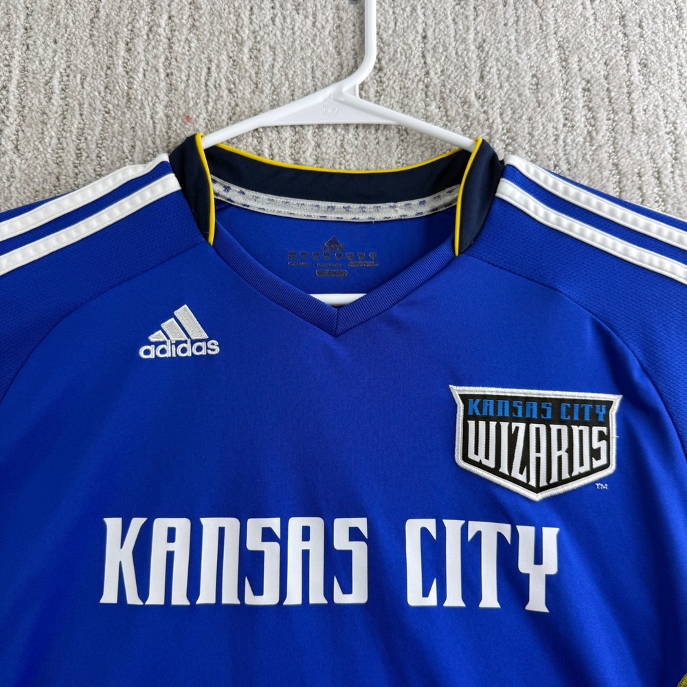 Adidas Kansas City Wizards MLS Soccer Jersey Blue Yellow Mens Size Medium - Picture 2 of 6